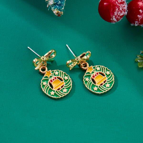 Wholesale Europe and the United States cross-border new Christmas earrings Joker Christmas bow wreath Christmas tree earrings earrings in stock