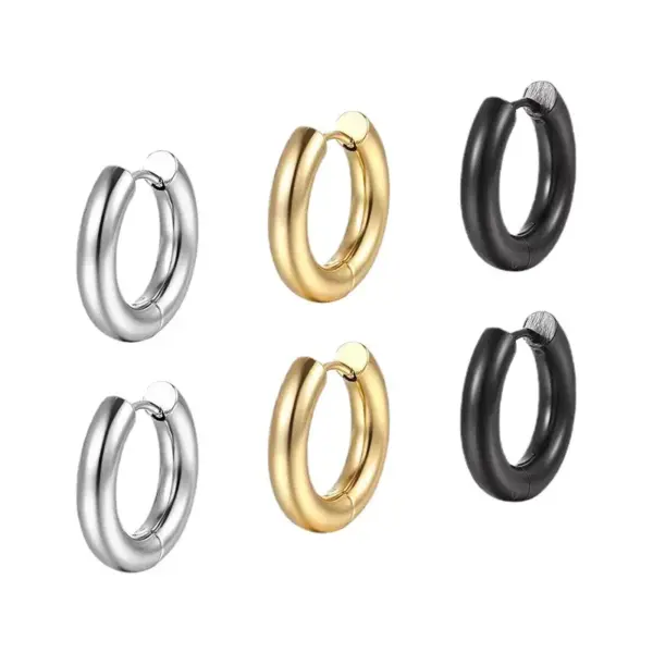 1 Piece Simple Style Circle Plating 201 Stainless Steel 18K Gold Plated Earrings