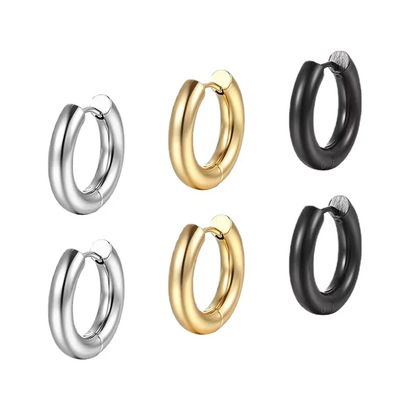 Wholesale 1 Piece Simple Style Circle Plating 201 Stainless Steel 18K Gold Plated Earrings
