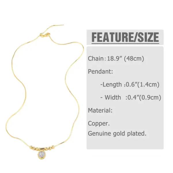 Wholesale Jewelry Modern Style Simple Style Cross Virgin Mary Copper 18K Gold Plated Beaded Pendant Necklace