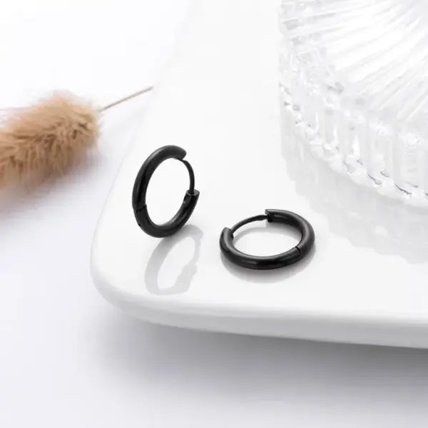 1 Piece Simple Style Solid Color Plating 316 Stainless Steel Titanium Steel Earrings