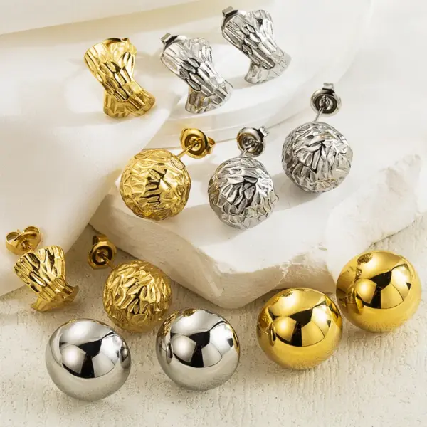 Wholesale 1 Pair Casual Round Solid Color Plating 304 Stainless Steel Stainless Steel Earrings