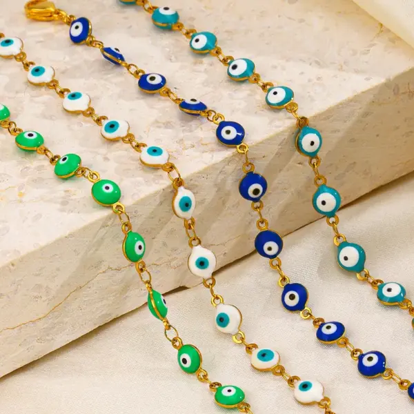 PVD Coated 18K Gold Plated Devil'S Eye 304 Stainless Steel Ethnic Style Cool Style Waterproof Non Tarnish 304 Stainless Steel Bracelets