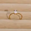 Wholesale PVD Coated Real Gold Plated 18K Gold Rectangle 304 Stainless Steel Simple Style Waterproof Non Tarnish Rings