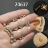 Wholesale Fashion Leaf Round Stainless Steel Inlaid Zircon Eyebrow Nails Ear Studs 1 Piece