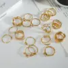 304 Stainless Steel Geometric PVD Coated 18K Real Gold Plated Real Gold Plated Classic Style Waterproof Non Tarnish Rings