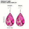 Wholesale Cross Border Bright Colorful Flower Pattern Double Sided PU Leather Earrings Lightweight for Mother's Day Gift