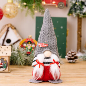 Christmas Gray pointed hat with pocket doll for women