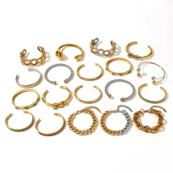 Wholesale 304 Stainless Steel Bracelet Women's Non-fading Electroplated 18K Gold Color Oval And Irregular Shaped Style