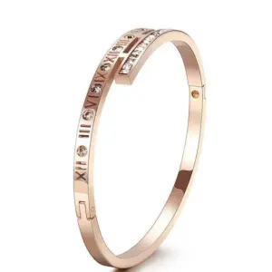 39-C-7 Rose Gold Roman Numeral Double Diamond Bracelet