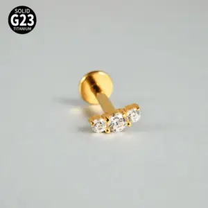 Gold 3 Zircon / Rod Thickness * Rod Length 1.2x8mm