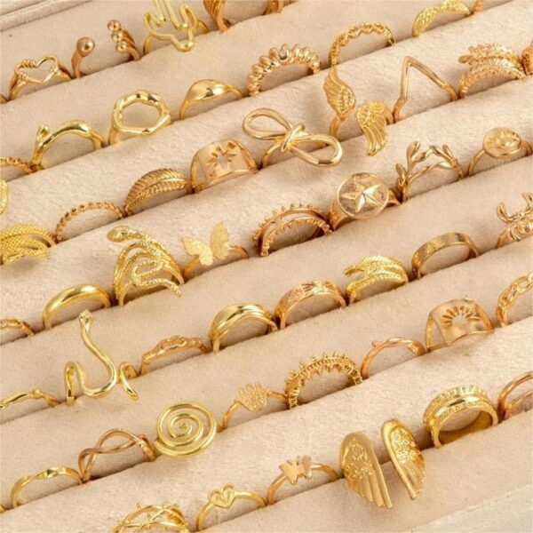 oly-20b064b495bfdb0787742cc5cf9ed853 Wholesale Ethnic Style Turquoise Cactus Flower Ring Retro Geometric Lace Mixed Batch Set Pattern Random