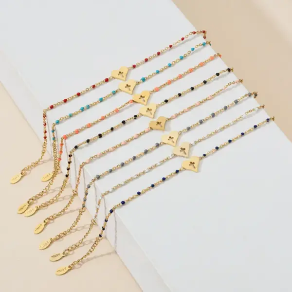 Wholesale Lady Heart Shape Stainless Steel Enamel Bracelets