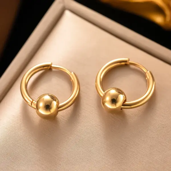 PVD Coated Real Gold Plated Geometric Titanium Steel Elegant Sweet Streetwear Waterproof Non Tarnish Earrings