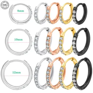 Stainless Steel Diamond Embedded Round Wire Ear Cuff Unisex Fashion Earrings New Style Zirconium Ring For Men And Women