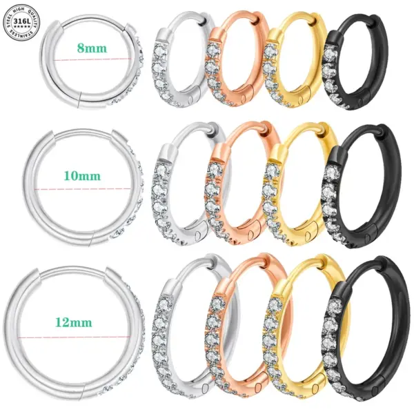 Stainless Steel Diamond Embedded Round Wire Ear Cuff Unisex Fashion Earrings New Style Zirconium Ring For Men And Women