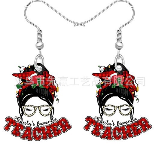 Wholesale Christmas Santa Claus Acrylic Earrings