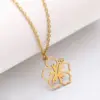 Ion Plating (IP) Real Gold Plated Flower 304 Stainless Steel Simple Style Waterproof Non Tarnish 304 Stainless Steel Pendant Necklace