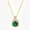 Wholesale 201 Stainless Steel White Gold Plated Gold Plated Classic Style Plating Inlay Square Glass Zircon Pendant Necklace