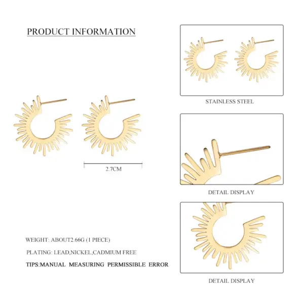 Wholesale Fashion Plating 304 Stainless Steel No Inlaid 18K Gold Plated Earrings