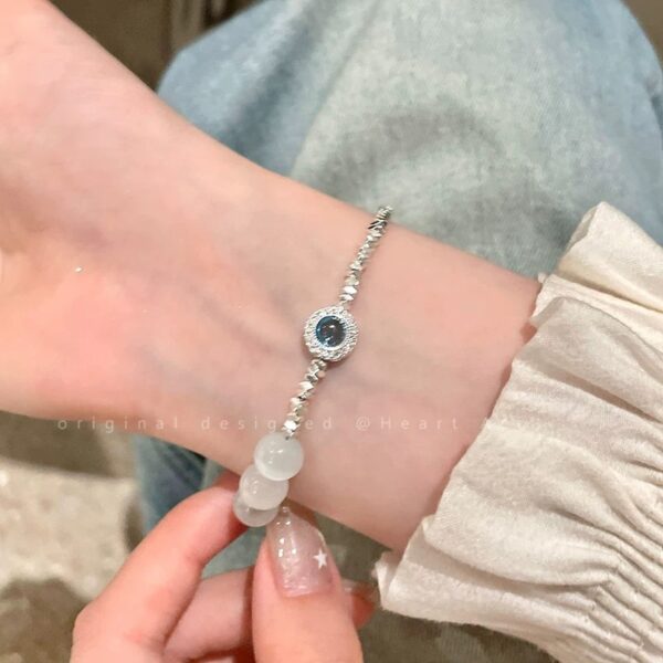 oly-20c332db1025cb9bc97960d83e8434d4 Wholesale Undersea and Starry Sky Natural Cat's Eye Shattered Sier Beaded Bracelet Light Luxury High-end Celebrity Bracelet Internet Celebrity Elegant Women