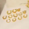 Wholesale PVD Coated 18K Gold Real Gold Plated Leaf Roman Numeral Flower 304 Stainless Steel Simple Style Waterproof Non Tarnish Ear Cuffs