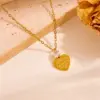 Wholesale 304 Stainless Steel Heart Shape PVD Coated Zircon 18K Real Gold Plated Simple Style Classic Style Waterproof Non Tarnish Plating Gold Jewelry Set