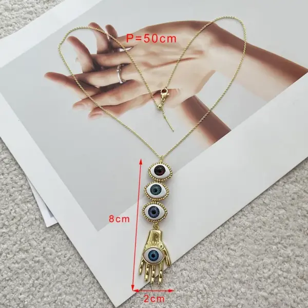 Wholesale Fashionable Colorful Devil's Eye Bracelet Women's Style Dark Style Geometric Pattern Enameled Copper And Resin Necklace