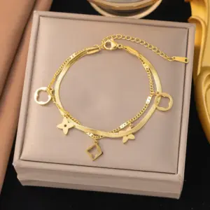 40【E2202】Hollow Flower Bracelet / Gold