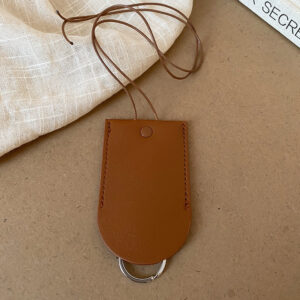 Brown halterneck leather key bag necklace