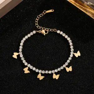 5505 Full Diamond Butterfly Bracelet / Gold