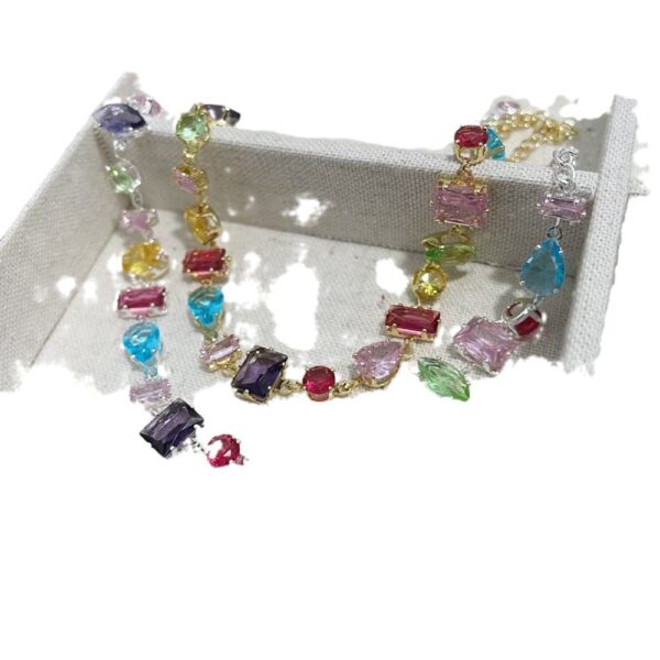 Wholesale Popular European and American Fashion Colorful Zircon Full Diamond Light Luxury Bracelet Women's Tourmaline Light Luxury Candy Bracelet Fresh Bracelet