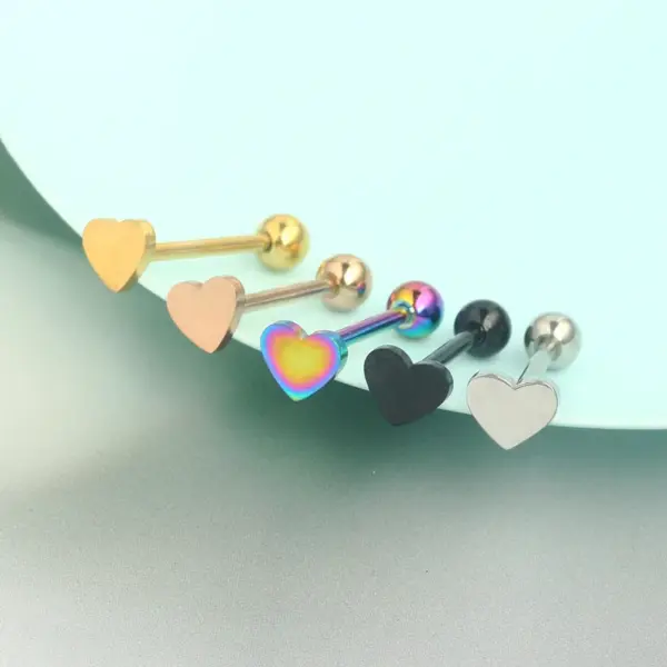 Wholesale 1 Piece Tongue Rings Simple Style Heart Shape Solid Color Horse 304 Stainless Steel Vacuum Plating Tongue Rings