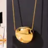 Wholesale PVD Coated Real Gold Plated Solid Color 304 Stainless Steel Simple Style Classic Style Waterproof Non Tarnish 304 Stainless Steel Pendant Necklace