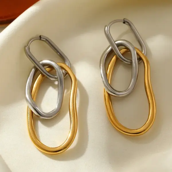 Wholesale 1 Pair Casual Irregular Polishing 304 Stainless Steel 18K Gold Plated Earrings