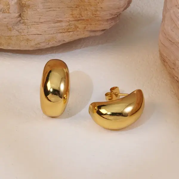 Wholesale Ion Plating (IP) 18K Gold Plated Geometric 304 Stainless Steel Simple Style Waterproof Non Tarnish Ear Studs