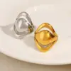 Wholesale PVD Coated 18K Gold Real Gold Plated Geometric 304 Stainless Steel Vacation French Style Waterproof Non Tarnish Open Rings