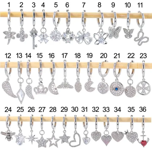 Fashion Geometric Inlay Copper Zircon Charm Sleeper Hoop Earrings Earrings