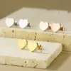 304 Stainless Steel Heart Shape PVD Coated 18K Real Gold Plated Simple Style Waterproof Non Tarnish Ear Studs