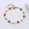 Wholesale 304 Stainless Steel Heart Shape Flower PVD Coated No Inlaid 18K Gold Plated Simple Style Waterproof Non Tarnish Epoxy Lobster Trigger Clasp Closure Colorful Gold Bracelets