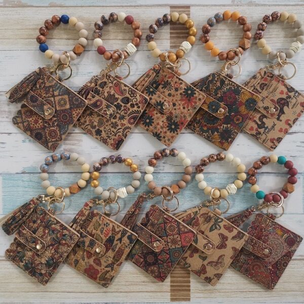 Wholesale Silicone bracelet card holder coin purse printed keychain