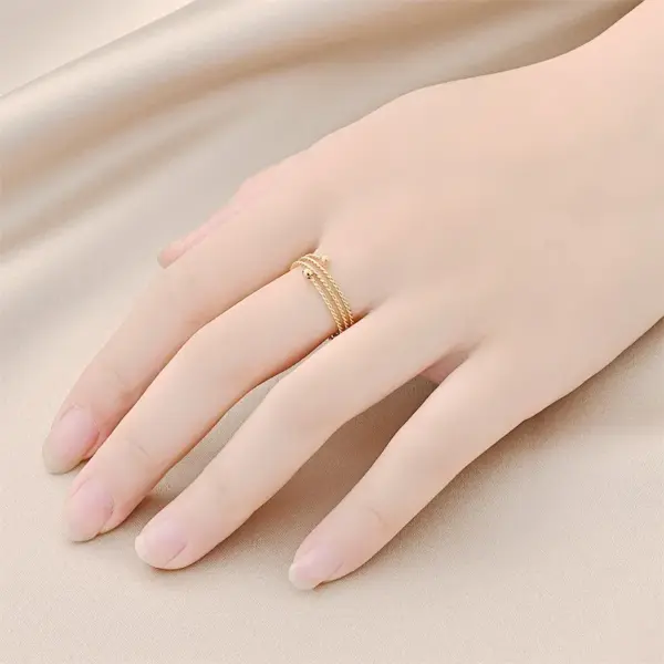 Wholesale Real Gold Plated 201 Stainless Steel PVD Coated Solid Color Waterproof Non Tarnish Simple Style Open Ring For Women'S