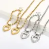 Wholesale PVD Coated 18K Gold Plated Heart Shape Stainless Steel Streetwear Waterproof Non Tarnish Bracelets Necklace