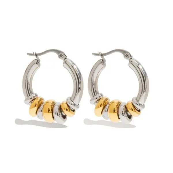 Wholesale 304 Stainless Steel Stainless Steel Ring Handle PVD Coated Real Gold Plated Basic Waterproof Non Tarnish Earrings