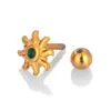 Wholesale 1 Piece Ear Cartilage Rings & Studs Simple Style Sun Flower 316L Stainless Steel Waterproof Non Tarnish Surgical Steel Zircon Ion Plating (IP) 18K Gold Plated