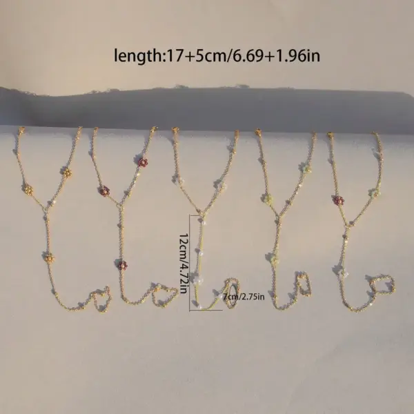 Wholesale Handmade Crystal Beads Natural Crystal Flower Vacuum Plating (In Furnace) 18K Real Gold Plated 304 Stainless Steel Material Interlocking Bracelet Women's Bracelet Trending Now