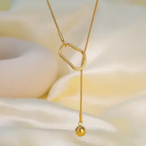 Qyh1219 Irregular Pull Ball Bead Chain / Gold