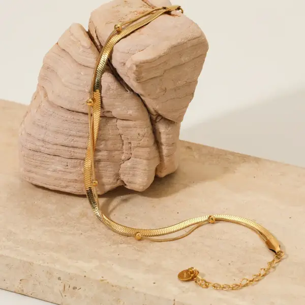 PVD Coated Real Gold Plated 16K Gold White Gold Plated Gold Plating Solid Color 304 Stainless Steel Titanium Steel Retro Waterproof Non Tarnish Bracelets Necklace