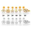 Wholesale 1 Piece Lip Rings Casual Simple Style Four Leaf Clover Plant 316L Stainless Steel Waterproof Non Tarnish Surgical Steel Zircon Ion Plating (IP) 14K Gold Plated Lip Rings Ear Cartilage Rings & Studs