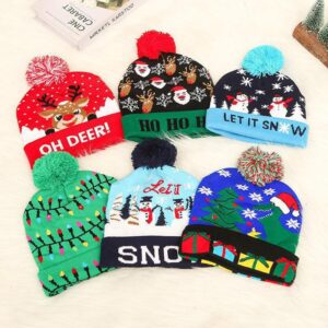 oly-2107e50f8bd923c371f9c09a10926b07 Wholesale Cross-Border Christmas Decoration Supplies Cuffed Ball Knitted Hat Led Light Santa Claus Luminous Hat Adult and Kidsren's Hat